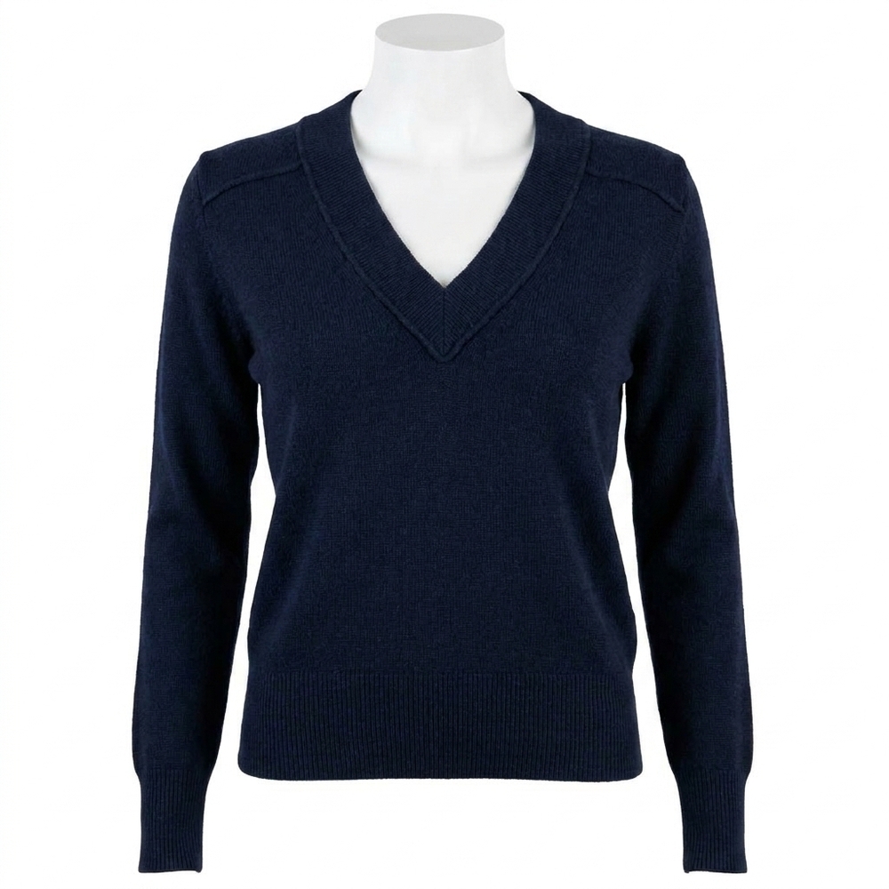 NEW AUTUMN CASHMERE cropped v-neck pullover with reversed seam in navy